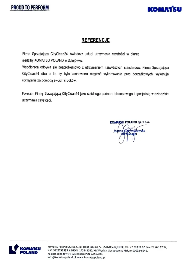 referencje komatsu poland wrszawa